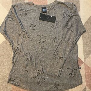 Terez Burnout Top Gray w/doves Size M